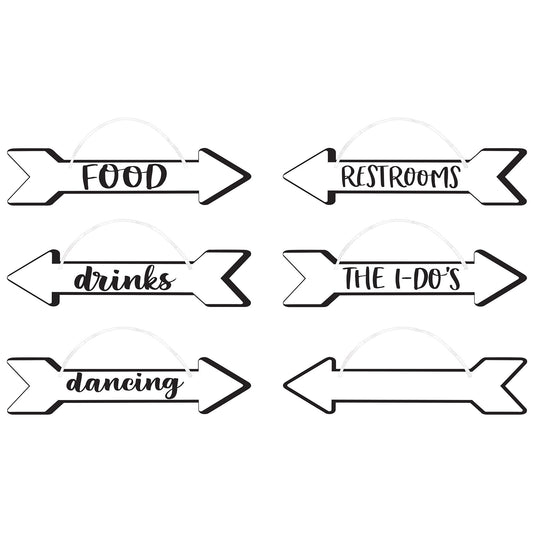 Wedding Directional Hanging Signs with Ribbon