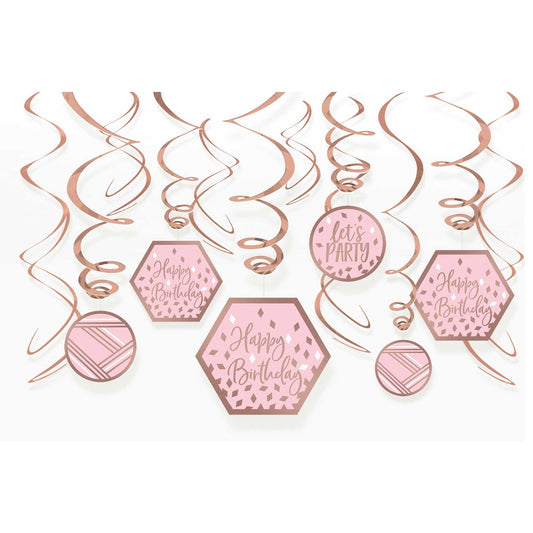Blush Birthday Swirl Decorations