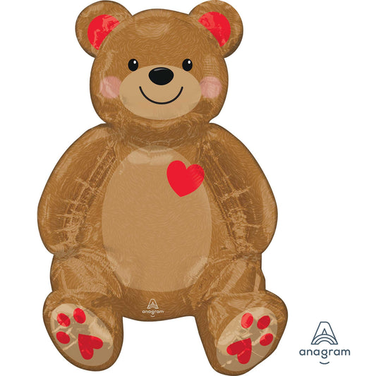 CI: Multi-Balloon Sitting Teddy & Love Hearts