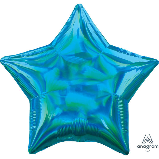 45cm Standard Holographic Iridescent Cyan Star