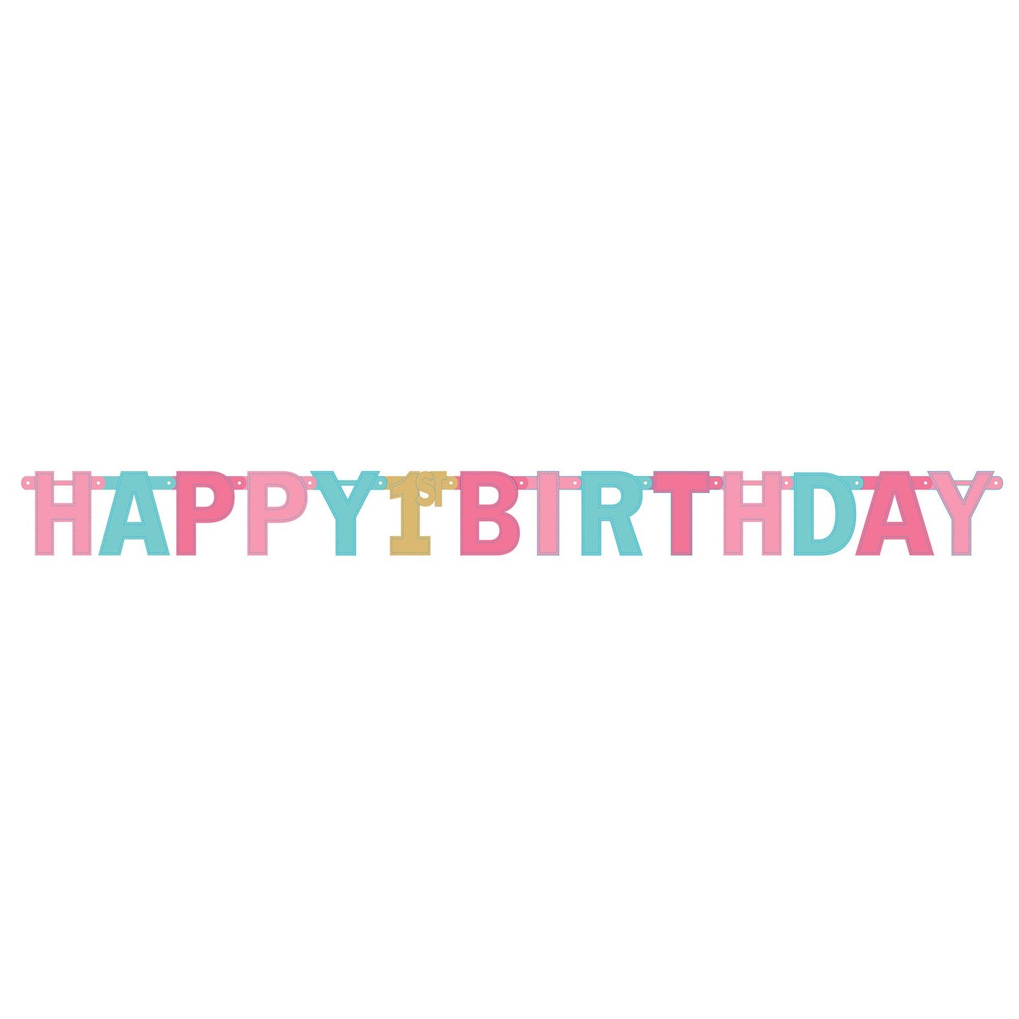 Happy 1st Birthday Pink Jumbo Foil Letter Banner