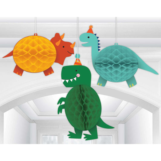 Dino-Mite Party Dinosaur Honeycomb Hanging Decorations