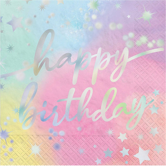 Luminous Birthday Iridescent Lunch Napkins Hot Stamped