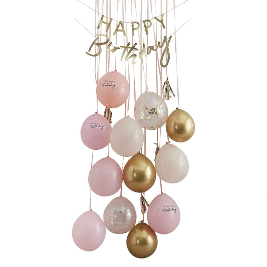Mix It Up Balloon Door Kit Happy Birthday Peach Foiled