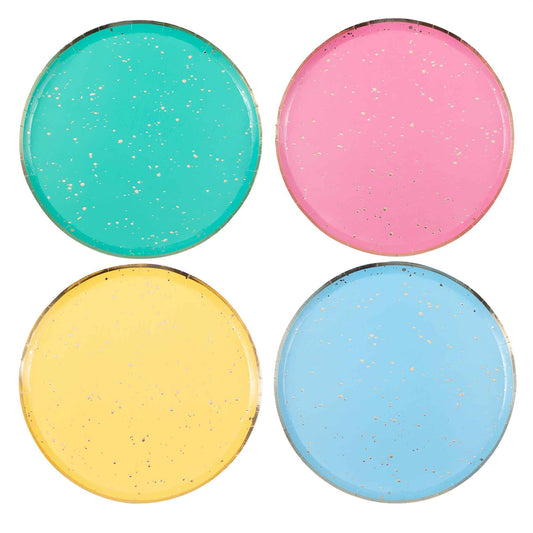 Mix It Up Plates Happy Birthday Colour Block 24cm Speckled Foiled
