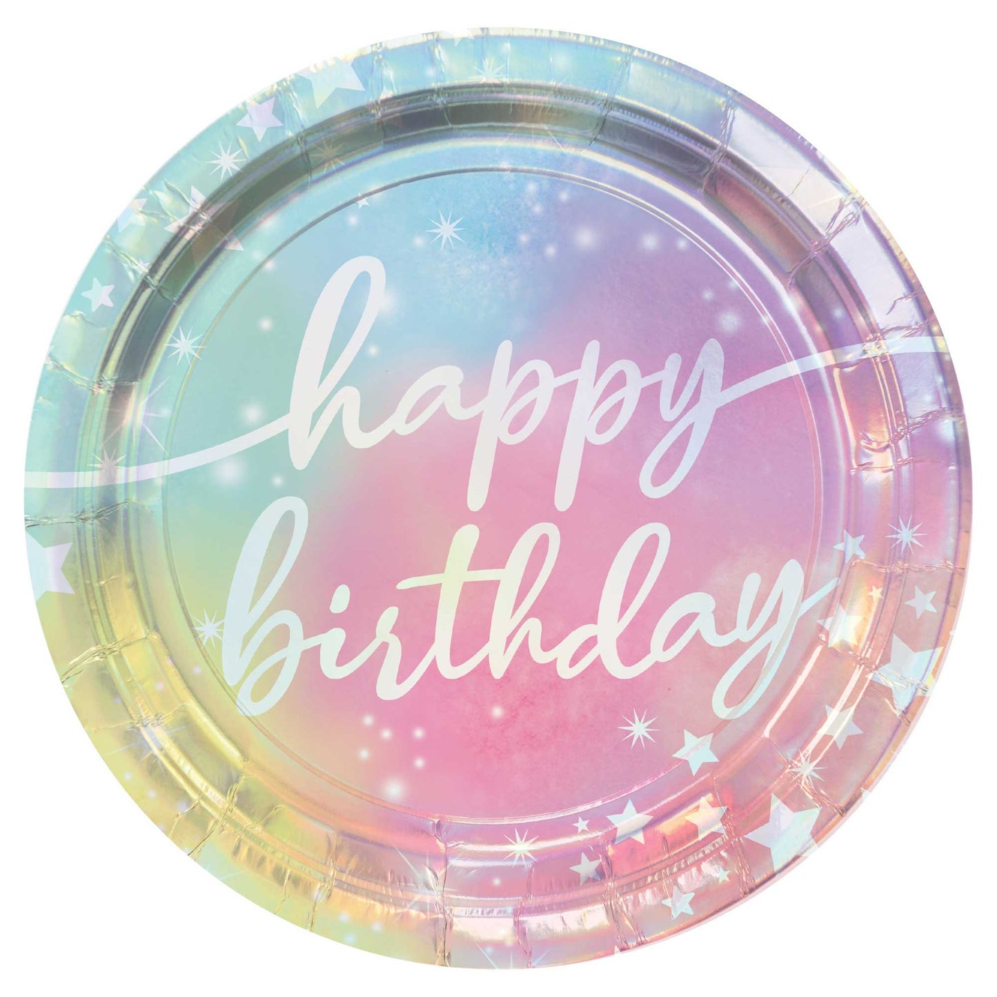 Luminous Birthday Iridescent 23cm Round Paper Plates