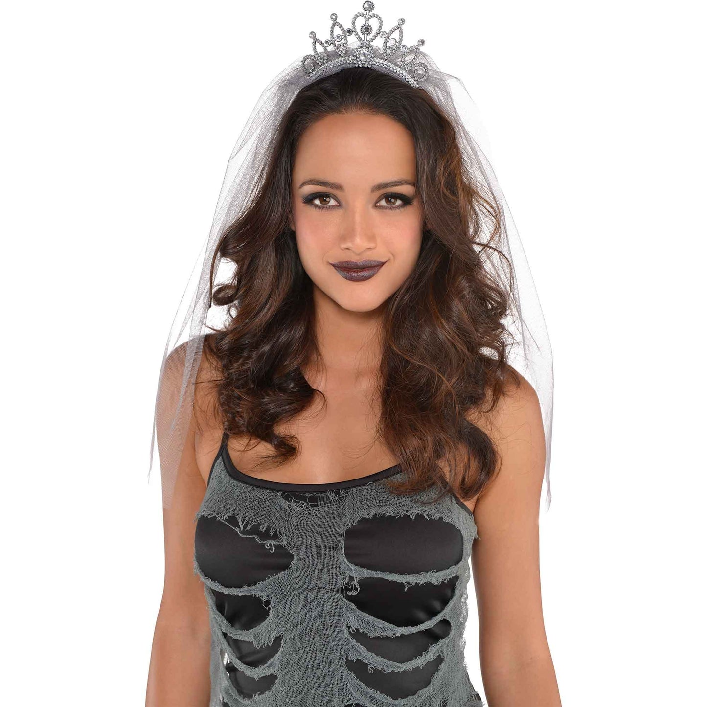 Grey Veiled Tiara