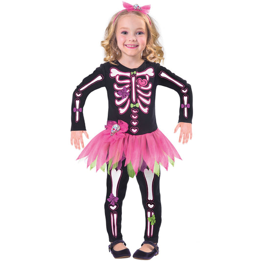 Costume Fancy Bones Skeleton Girls 4-6 Years