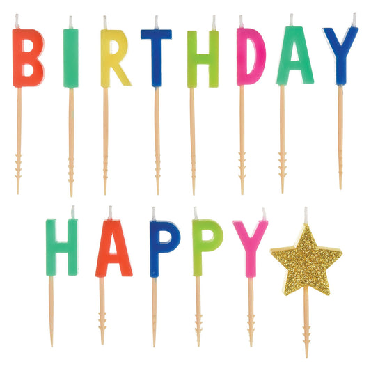 Happy Dots Happy Birthday Pick Candles with Plastic Picks
