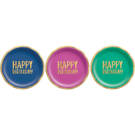 Happy Dots Happy Birthday 17cm Paper Plates Hot Stamped