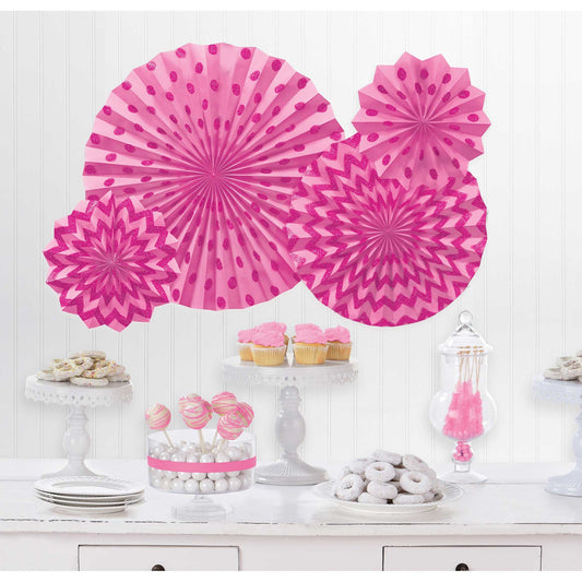 Glitter Fans Hanging Decorations Bright Pink