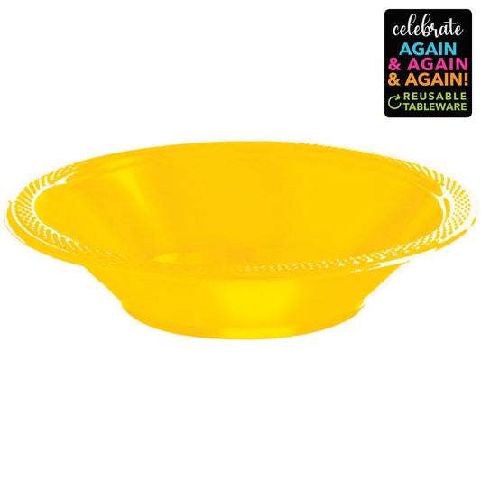 Premium Plastic Bowls 355ml 20 Pack - Yellow Sunshine