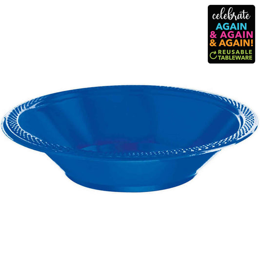 Premium Plastic Bowls 355ml 20 Pack - Bright Royal Blue