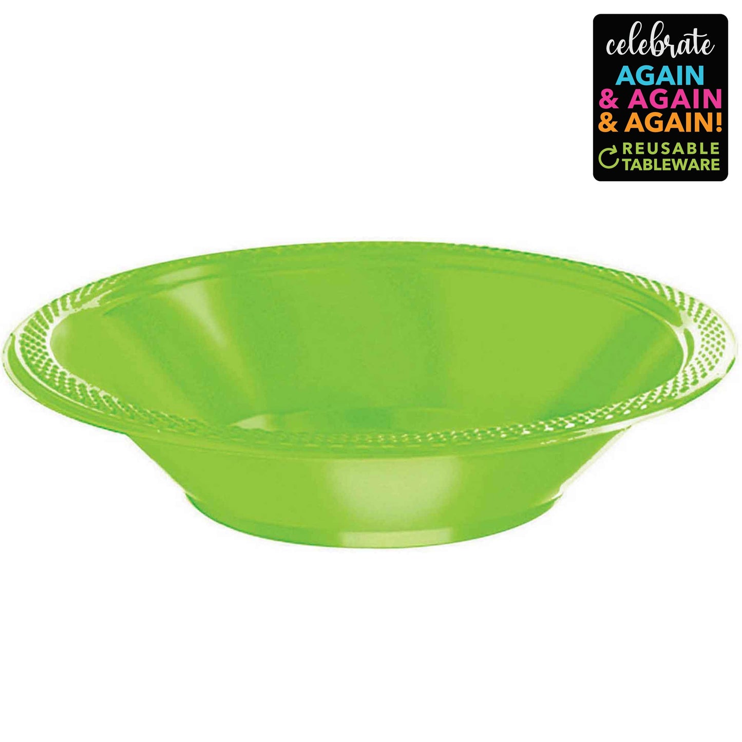 Premium Plastic Bowls 355ml 20 Pack - Kiwi