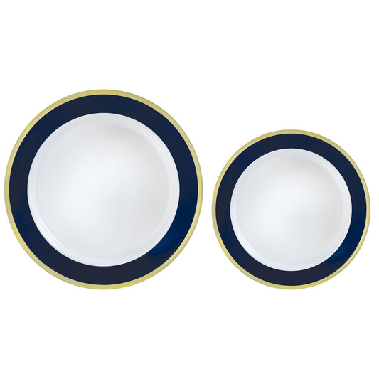 Premium Plastic Plates Hot Stamped with True Navy Border