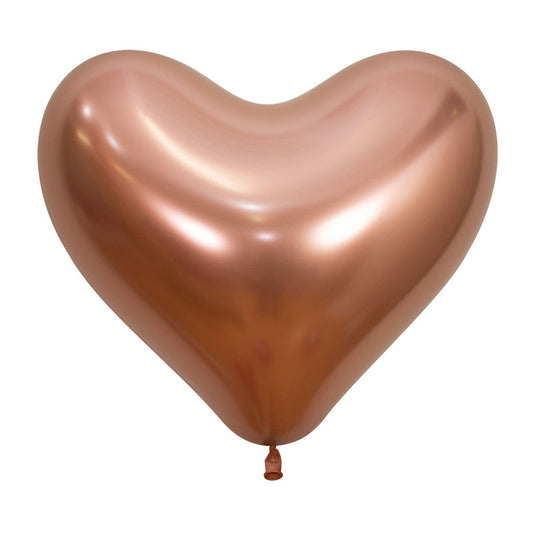 Sempertex 35cm Hearts Metallic Reflex Rose Gold Latex Balloons 968, 12PK
