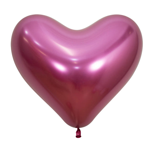 Sempertex 35cm Hearts Metallic Reflex Fuchsia Latex Balloons 912, 12PK