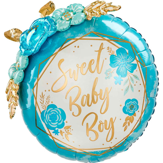 Multi-Balloon Sweet Baby Boy Floral Geo