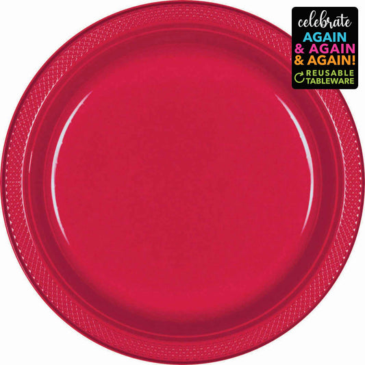 Premium Plastic Plates 26cm 20 Pack - Apple Red