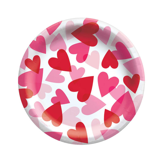 Hearts 17cm Round Paper Plates