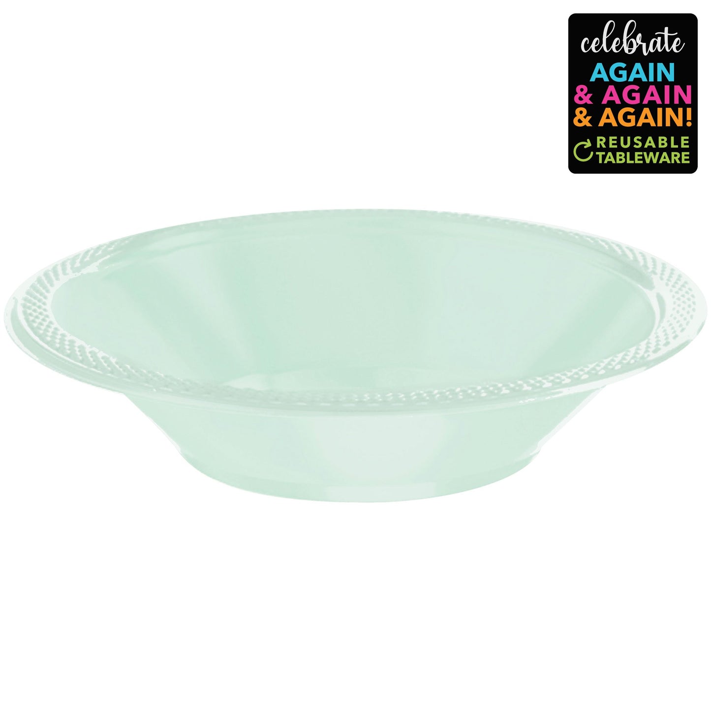 Premium Plastic Bowls 355ml 20 Pack - Cool Mint