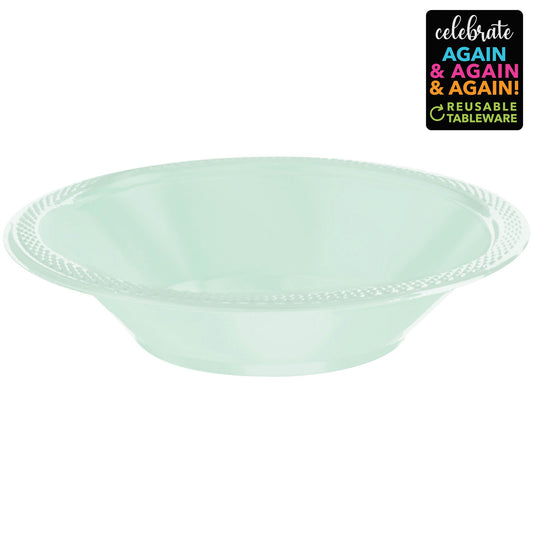 Premium Plastic Bowls 355ml 20 Pack - Cool Mint