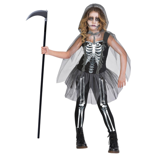Costume Skeleton Reaper Girls 6-8 Years
