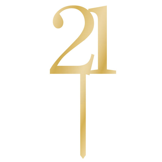 Cake Topper Pick 21 Sparkling Celebration Gold Acrylic