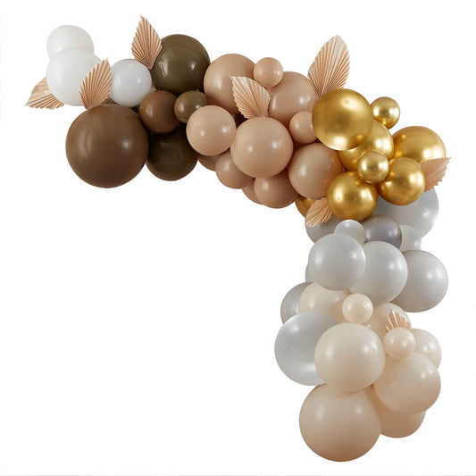 Balloon Arch & Paper Fans Taupe, Brown & Nude