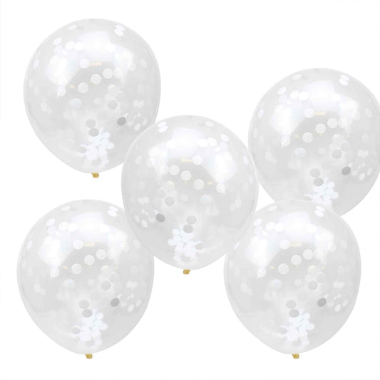 Rustic Country 30cm Latex Balloons & Confetti White