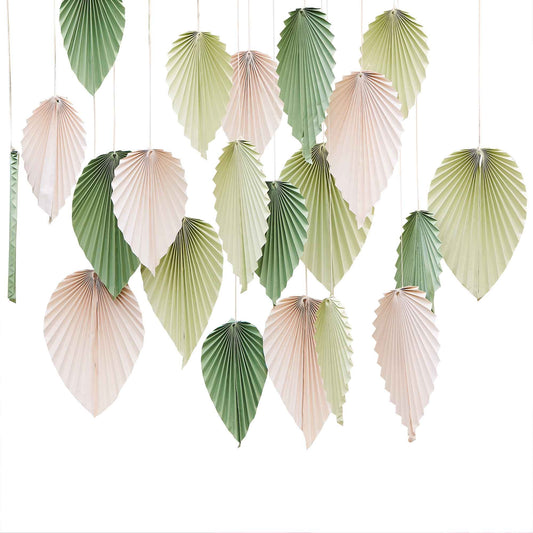 Backdrop Paper Palm Spear Fans Cream & Sage