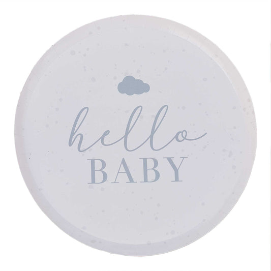 Hello Baby Paper Plates Speckle Cream & Grey