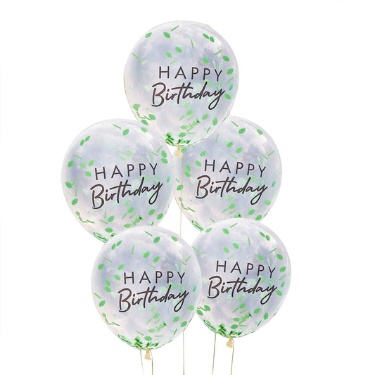 Mix It Up Balloon Bundle Happy Birthday Leaf Confetti Filled