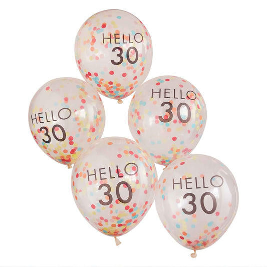 Mix It Up 'Hello 30' 30cm Balloons Brights