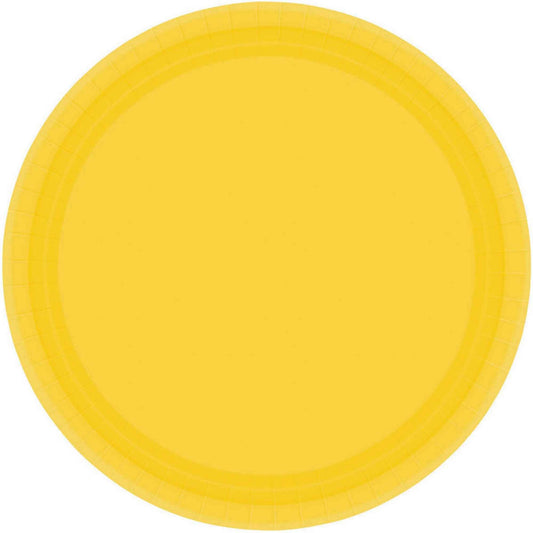 Paper Plates 23cm Round 20CT FSC - Yellow Sunshine - No Plastic Coating