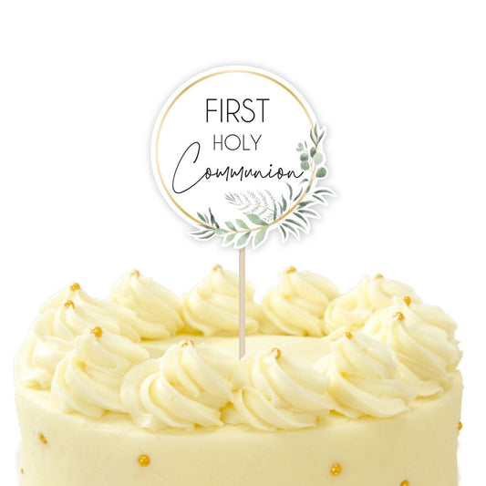 Botanical Celebration First Holy Communion Cake Topper Pick