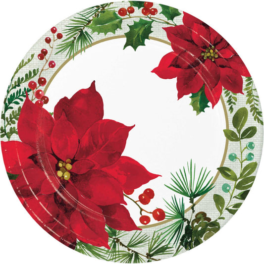 Posh Poinsettia Dinner Plates Paper 22cm